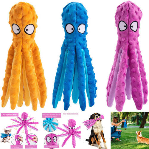 3 Pack Durable Interactive Dog Chew Toys Dog Squeaky Toys Octopus Crinkle Pet Plush Toy Cat Dog Teeth Cleaning Toy Pet Supplies