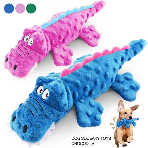 Dog Squeaky Toys Crocodile Cute Stuffed Plush Dog Toys Crinkle Sound Durable Interactive Chew Toys for Puppies Small Medium Dog