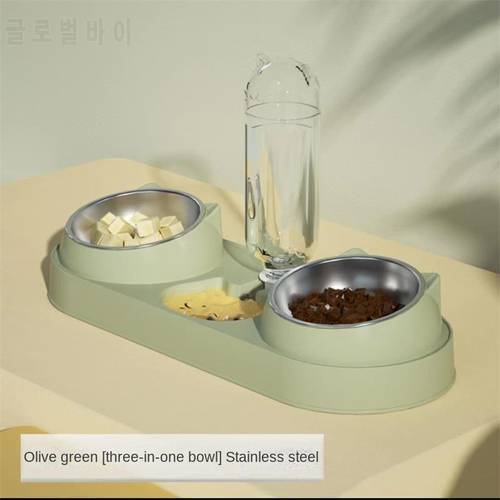 New Pet Food Utensils Cute Cat Dogd Feeding Hit Color Belt Drinking Bottle Three-in-one Bowl Feeding and Water Cat Bowl for Cat