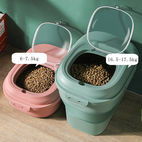 Foldable Pet Food Storage Container Cat Food Box for Moisture Proof Seal With Measuring Cup Dog Food Sealed Bucket Pet Supplies