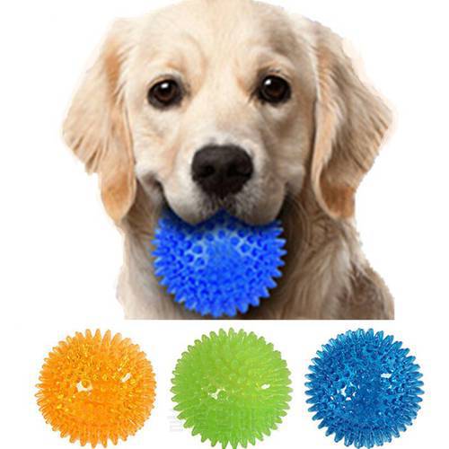 TPR Training Pet Dog Toys Cat Puppy Sounding Toy Polka Squeaky Tooth Cleaning Ball Pet Teeth Chewing Toy Thorn Balls Accessories