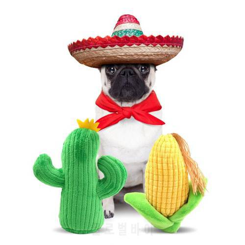 Dog Toy Corn Cactus Shape Pet Dog Interactive Squeak Chew Pet Plush Toys Outdoor Traning For Small Medium Dogs Cat Toy