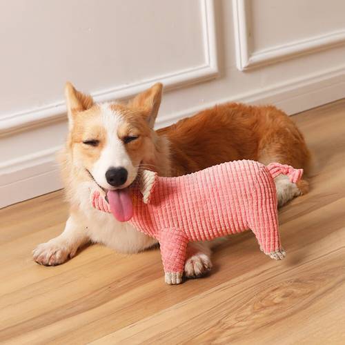 Squeak Dog Toy Bite-Resistant Chewing Molars Pet Toy Accompany Sleeping Pig Plush Toy Doll Teddy Gritting Resistant Molar Bite