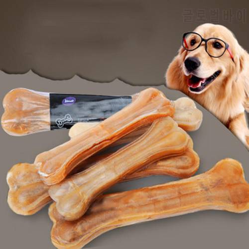 5 Inch Leather Cowhide Bone Molar Teeth Clean Stick Dog Chews Toys Puppy Natural Non-Toxic Food Treats Durable Pet Toy