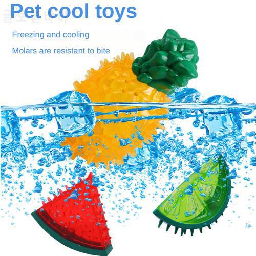 Dog Toys Chew Frozen Molar Toy Filled with Water Dog Bite Chewing Cooling Toy Dogs Training Toys Squeaky Fruit Shape Pet Toy