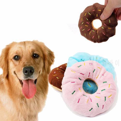 Soft Donuts Plush Pet Dog Toys Funny Puppy Small Medium Dog Interactive Toy For Dogs Chew Toy Cute Puppy Squeaker Sound Toys