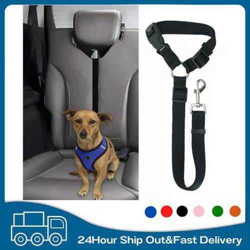 Durable Dog Cat Safety Seat Belt Strap Car Headrest Restraint Adjustable Nylon Fabric Dog Restraints Vehicle Seatbelts Harness