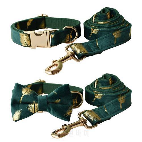 Dog Collar Emerald Feather Collar Pet Collar Bow Dog Harness and Leash Set Pet Supplies Dog Leash Pet Accessories Cat Harness
