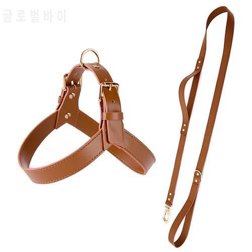 Leather Chest For Dog Harness Set with Leash For Chiens Small Medium Large Dogs Supplies Vest Walk Outdoor Pet Accessories Goods