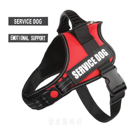 Service Dog Vest Harness, Adjustable No Pull Dog Emotional Support Vest with Comfortable Padded / Reflective Patches and Handle