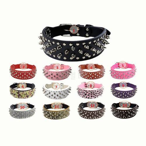 1 Pc Spiked Dog Cat Leather Collar Anti Bite Studded Puppy Kitten Pet Collars for Small Medium Dogs Chihuahua Yorkies Supplies