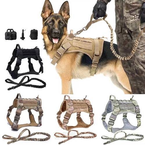Military Tactical Dog Harness K9 German Shepherd Outdoor Training Vest Dog Harnes And Leash Set For Medium Large Dogs accessorie