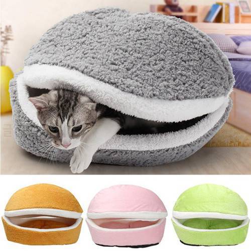 Removable Pet Sleeping Bag Sofas Mat Hamburger Dog House Short Plush Small Cat Bed Warm Puppy Kennel Nest Cushion Pet Products