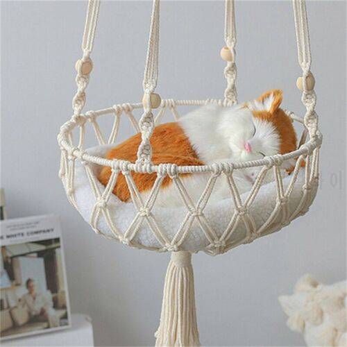 30x100cm Ins Pet Large Cat Dog Hammock Hanging Swing Bed Handmade Basket Mat Home Swing Net Bag Pet House Puppy Accessories