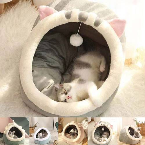 Large Space Pet Bed Pad Toy Hanging Ball Cat Bed Cat House Cat Mat Semi-enclosed Cat Villa Four Seasons Universal Comfort