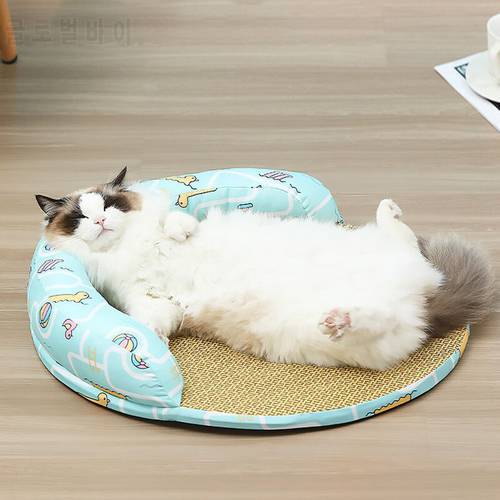 Summer Pet Cooling Mat Sleeping Pad Multipurpose Cat Dog Rattan Mat Cool Cushion Pet Products Cat Bed Accessories Supplies