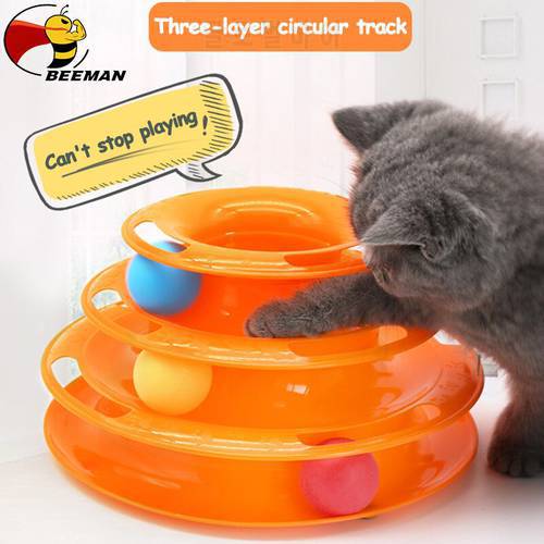 Interactive Tower Cat Toy Turntable Roller Balls Toys for Cats Kitten Teaser Puzzle Track Toy Pets Training Supplies Accessories