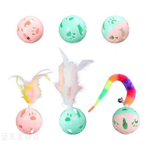 1Pcs Pet Cat Feather Bell Ball Training Interactive Toy for Kitten Funny Macaron Detachable Play Feather Cats Toys Pet Product