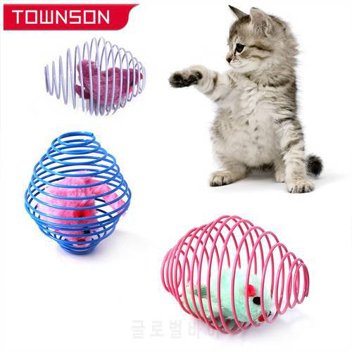Cat Spring Toy Cat Mouse Toy Funny Spring Jumping Toy Cat Stick Cat Toys Cat Teaser Wand Rod Cat Interactive Toy Cat Supplies