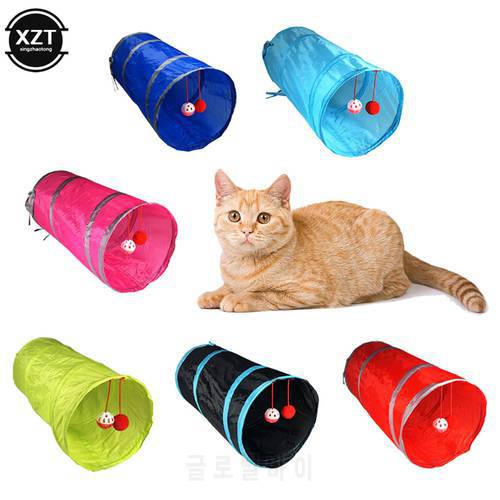 Cat Tunnel Toy Pet 2 Holes Play Tubes Balls Collapsible Crinkle Kitten Toys Puppy Rabbit Play Dog Channel Tubes Training Toy