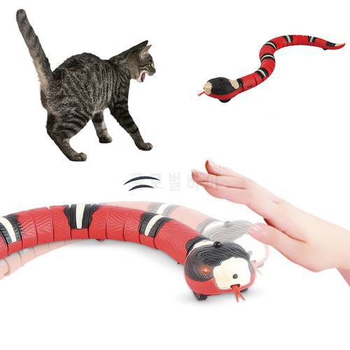 Automatic Cat Toys Interactive Smart Sensing Snake Tease Toys For Cats Funny USB Rechargeable Cat Accessories For Whosales Play