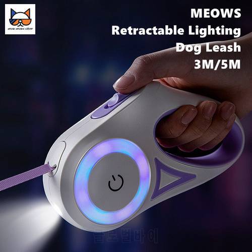 MEOWS Retractable Dog Leash 3m/5m Length Automatic LED Lighting Flash Touch Light Lead Large Pet Outdoor New Designed Leash