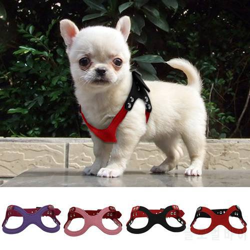 New Pet Dog Harness Soft Suede Small Dog Harness for Puppies Chihuahua Adjustable Chest Strap Size S/M 567