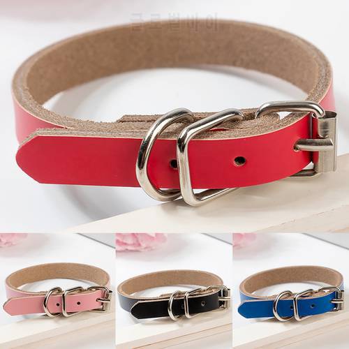 Genuine Leather Dog Collar and Leash Adjustable Dog Collar Soft Real Leather Training Leash for Puppy Pet Products Accessories