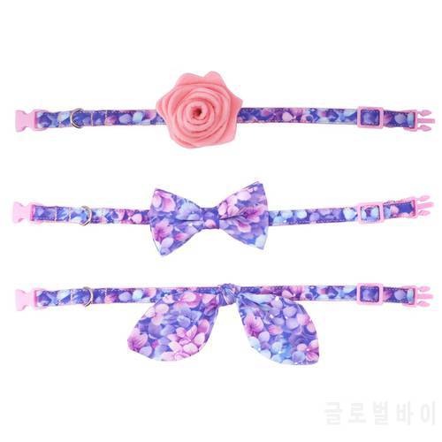 floral Cat Collar Bow Tie with Flower , Plastic Buckle Big and Small Cat Collar Pet Accessories