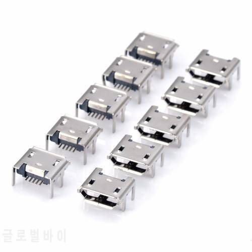 10pcs/set Micro USB Female Socket Connector 5pin Type B 4 Vertical Legs Soldering for Mobile Phone USB Jack Connector