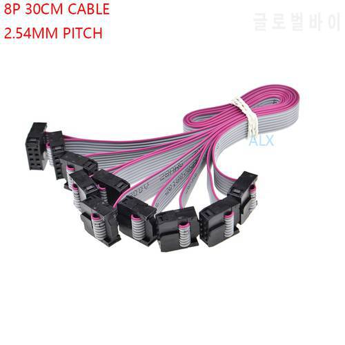 5PCS FC-8p 30CM 2.54MM pitch JTAG AVR ISP DOWNLOAD CABLE 8P WIRE 8PIN Gray Flat Ribbon Data Cable FOR DC3 IDC BOX HEADER