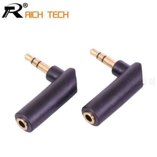 5PC Gold-plated Connector 3.5 jack Right Angle Female to 3.5mm 3Pole Male Audio Stereo Plug L Shape Jack Adapter Connector