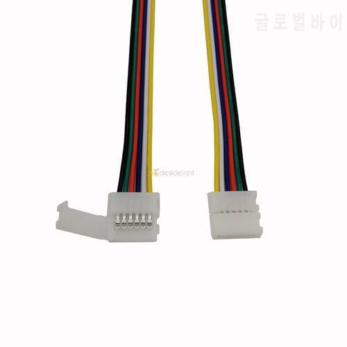 10pcs 6pin 12mm Width Solderless LED Connector Adapter with 15cm Long Wire For 12mm PCB RGB+CCT Led strip 1 Or 2 clips