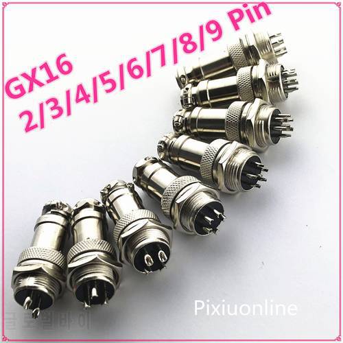 1set GX16 2/3/4/5/6/7/8/9 Pin Male + Female L70-78 16mm Wire Panel Circular CAviation Connector Socket Plug