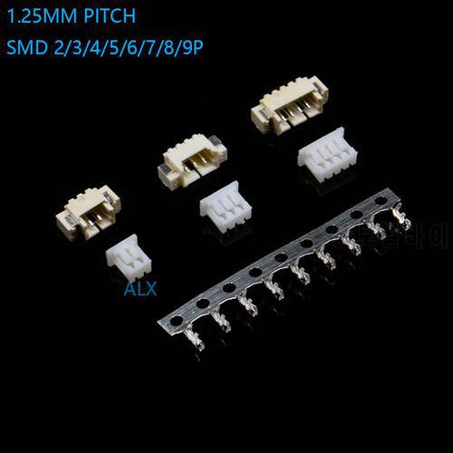20sets MICRO JST 1.25 2/3/4/5/6/ pin connector 1.25MM PITCH SMD RIGHT ANGLE pin header + Housing + terminal 1.25-2p/3p/4p/5p/6p