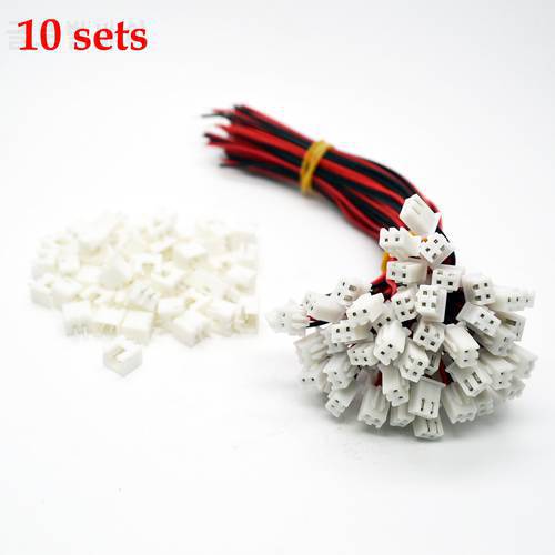 10 Sets/Lot 26AWG JST XH2.54 2 Pin Connector Plug Wire Cable 100mm Length Male Female Plug Socket