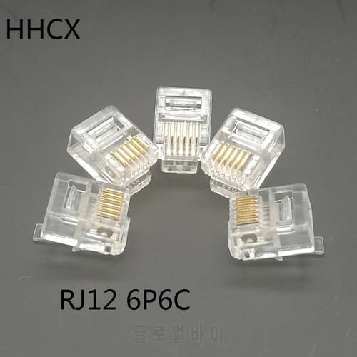 20 PCS/LOT Gold-plated RJ12 6Pin 6P6C Engineering CNC Telephone Crystal Head Connector