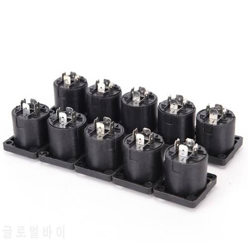 10pcs/set 4 Pin Speaker Female Jack Socket Compatible Audio Cable Panel Chassis Socket Connector for Audio Amplifier Cable
