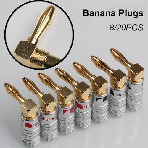 8/20PCS Nakamichi 4mm Banana Plug Connector Gold Plated Musical Speaker Banana Plug Audio Amplifier Speaker Plug Terminal