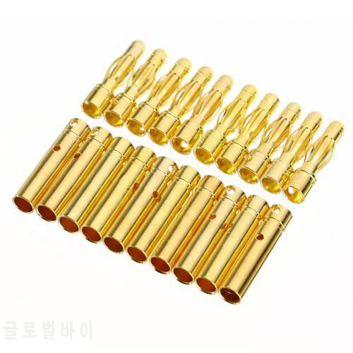 10 Pair 4mm RC Battery Gold-plated Bullet Banana Plug High Quality Male Female Bullet Banana Connector
