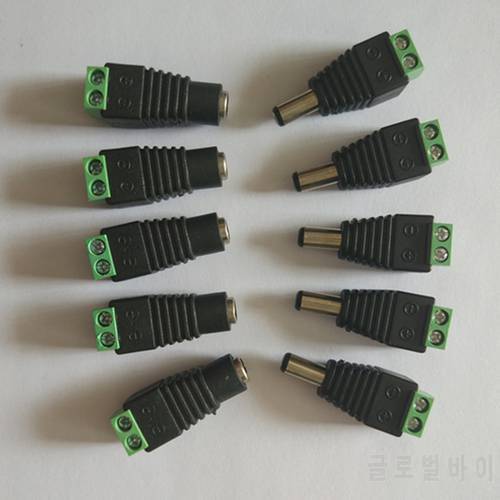 Female Male DC Power Plug Adapter for 5050 3528 5630 2835 Single Color LED Strip and CCTV Cameras 5.5mm x 2.1mm US EU UK AU