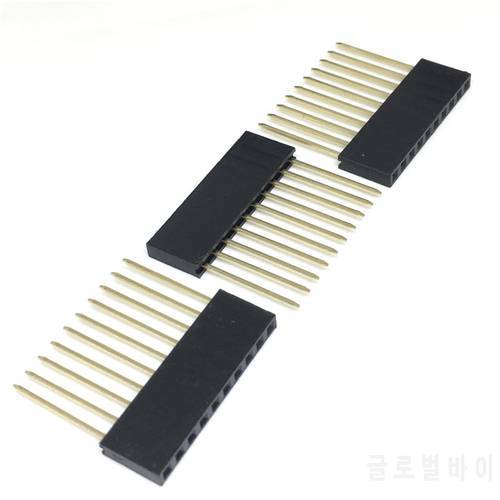 20PCS 10 PIN Single Row Straight FEMALE PIN HEADER 2.54MM PITCH pin long 11MM Strip Connector Socket 1X10 10PIN FOR arduino PCB