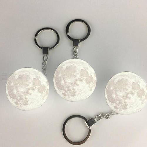 Portable 3D Unique Moon Shape Decoration Light Keychain Night Lamp Creative GiftsWhite White Light durable and practical gift