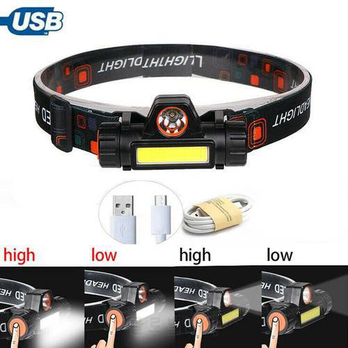Waterproof LED headlamp T6 COB work light 2 light mode with magnet headlight built-in 18650 battery suit for fishing, camping