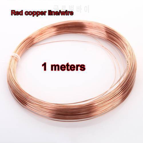 High Quality 1meter Copper Line Wire 0.2/0.3/0.4/0.5/0.6/0.8/1/1.2/1.5/1.8/2/2.5/3/4/5 mm T2 Copper Red copper 99*90% Bare Wire
