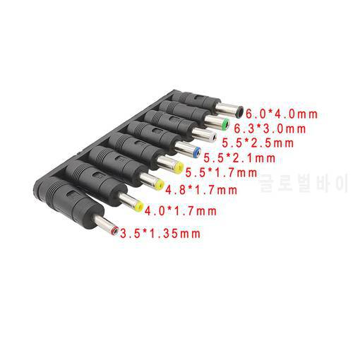 8Pcs/Set DC Power Plug Connector 5.5 x 2.1mm Female Jack to 8 Male Plugs Tip Supply Adapter for Notebook Laptop Router LED Strip