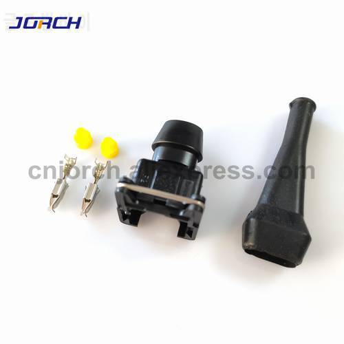 1set 2 Pin AMP Tyco Fuel Injector Connector Waterproof Junior Power (mini timer)Plug With Rubber Boot For cars