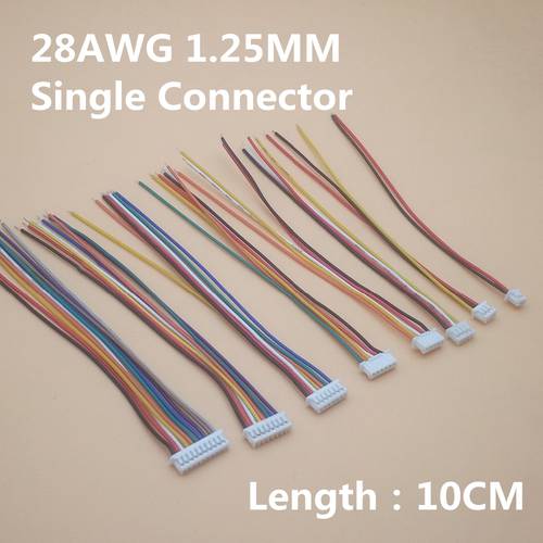 10Pcs/Lot 1.25mm Cable Connector 1.25 JST Single Electronic Wire Connectors 2/3/4/5/6/7/8/9/10 Pin 10cm DIY Line 28AWG