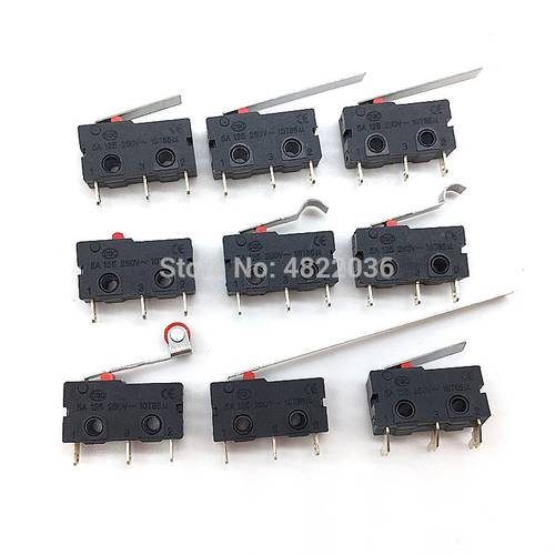 5pcs Mini Micro Limit Switch NO NC 3 Pins PCB Terminals SPDT 5A 125V 250V Roller Arc lever Snap Action Push Micro Switch
