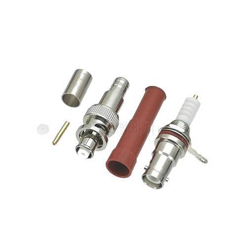 1Pair Connector RP-BNC Female Plug Bulkhead Nut SHV 5000V & Male plug RG5 High Voltage RF Coaxial Adapter For Audio Speaker